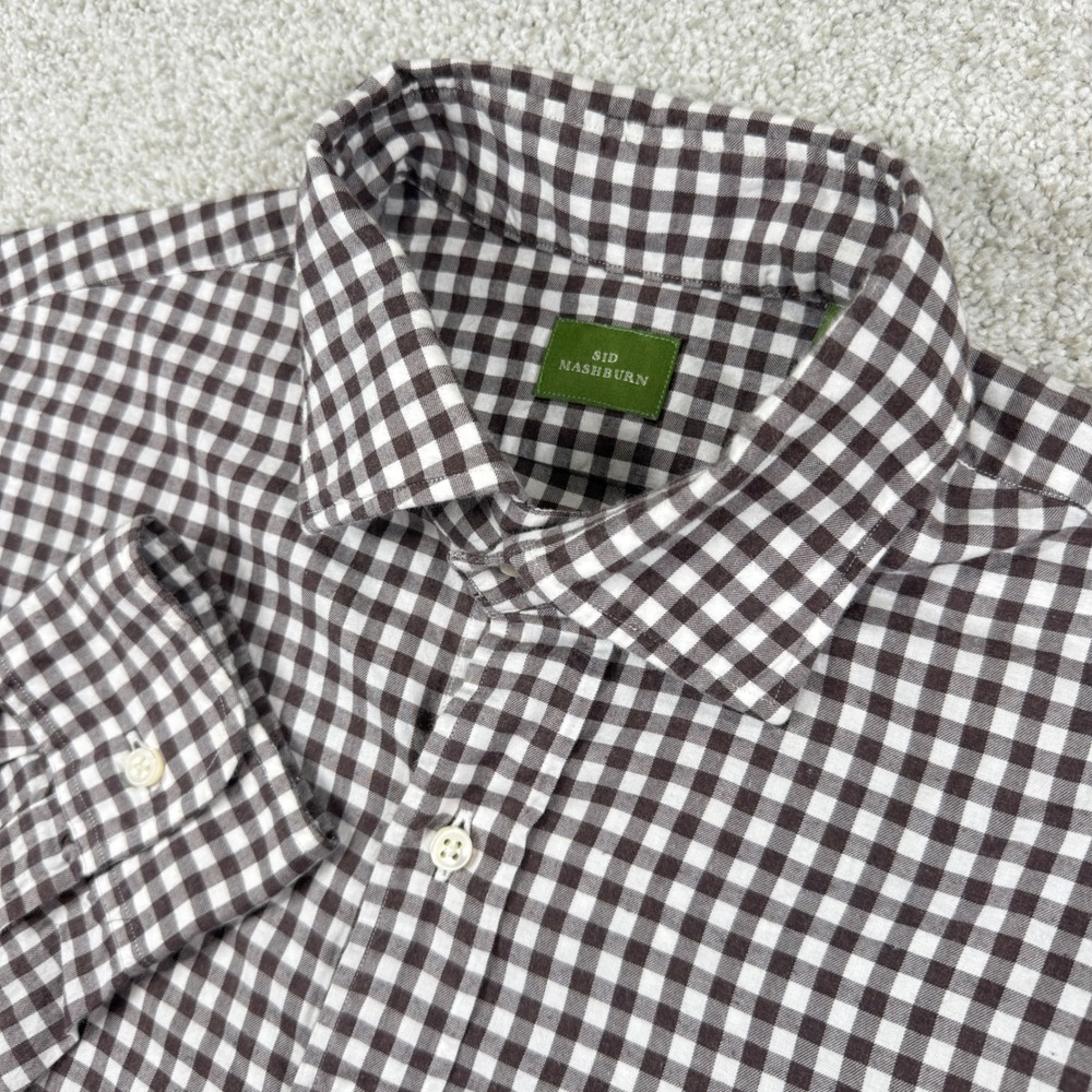 Sid Mashburn Button Down Shirt Mens M Brown Gingham Check Long Sleeve Cotton